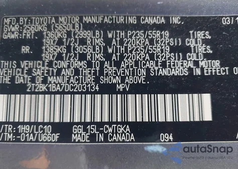 2013 Lexus Rx 350 from USA, damaged, VIN 2T2BK1BA7DC203134